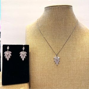 Amy Jane Necklace & Earrings Set- NEW in Box- silver & clear rhinestones- Bridal